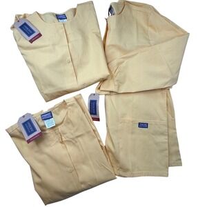 Cherokee scrubs Workwear 2 Yellow‎ long sleeve Top Size XS Lot of 3 shirts coat